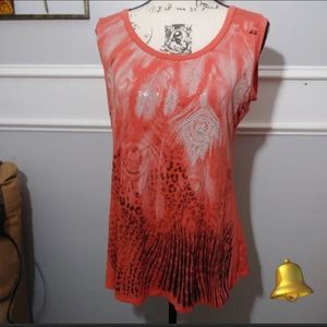 bleu orange blouse with rhinestones medium